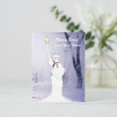 Grappige Patriottische Amerikaanse sneeuwman Kerst Feestdagenkaart (Staand voorkant)