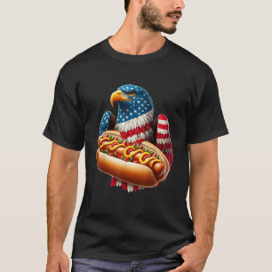 Grappige Patriottische Bald Eagle Hotdog Amerikaan T-shirt