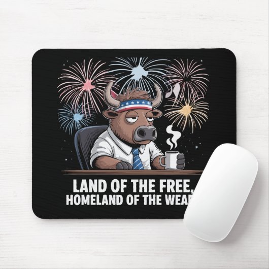 Grappige Patriottische Bizon Moe Office Medewerker Muismat (Met muis)