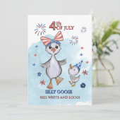 Grappige Patriottische Gans Rood, Wit en Losse Feestdagenkaart (Staand voorkant)