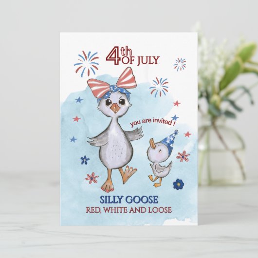 Grappige Patriottische Gans Rood, Wit en Losse Kaart (Staand voorkant)