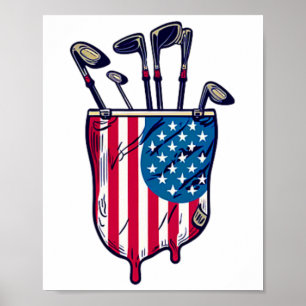Grappige Patriottische Golf Pocket USA Amerika Vla Poster
