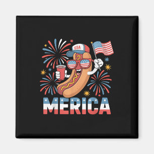 Grappige patriottische hotdog merica stijl 4 juli magneet