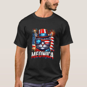 Grappige Patriottische Kitty Cat Meowica 4 juli vu T-shirt