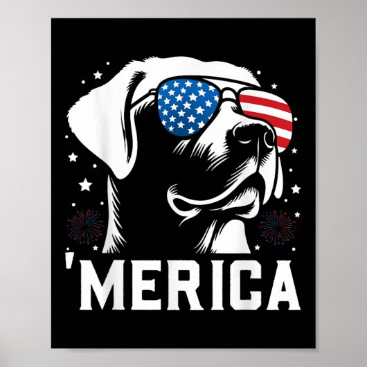 Grappige Patriottische Labrador Retriever Merica H Poster (Voorkant)