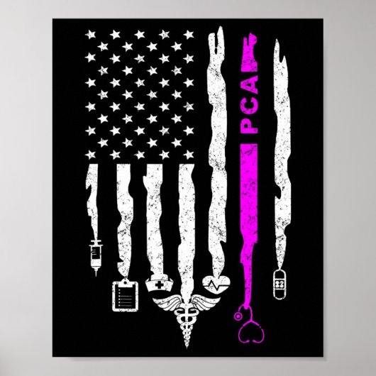Grappige Patriottische PCA USA Vlag Verpleegkundig Poster (Voorkant)