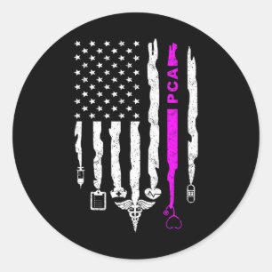Grappige Patriottische Pca Vlag Van De Vs Verpleeg Ronde Sticker