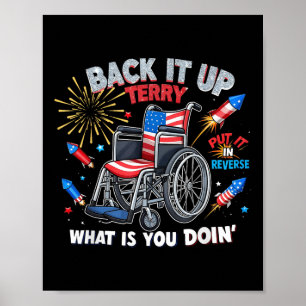 Grappige Patriottische Rolstoel Vuurwerk 4 Juli H Poster