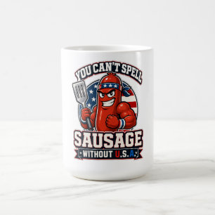 Grappige Patriottische Spierworst BBQ Grill Meeste Koffiemok