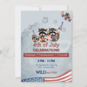 Grappige Patriottische Wasberen BBQ & Vuurwerk Kaart (Voorkant)