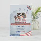 Grappige Patriottische Wasberen BBQ & Vuurwerk Kaart (Staand voorkant)