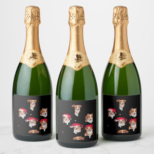 grappige patronen kerst yule yuletide Classic T-S Sparkling Wijnetiket (Flessen)