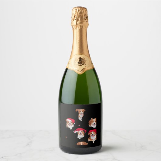 grappige patronen kerst yule yuletide Classic T-S Sparkling Wijnetiket (Voorkant)