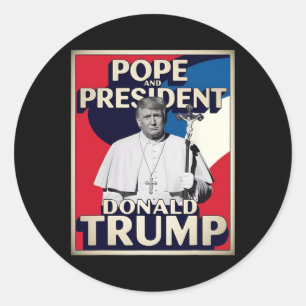 Grappige Paus en President Donald Trump6 Ronde Sticker