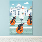 Grappige paus en priesters canvas afdruk (Insitu (Houten vloer))