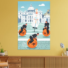 Grappige paus en priesters canvas afdruk