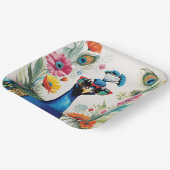 Grappige Pauw Dragen Zonnebril Bloemen Papieren Bordje (Gebogen)