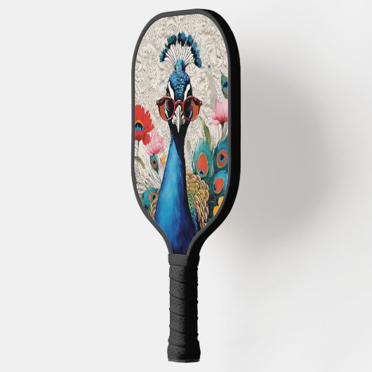 Grappige Pauw Dragen Zonnebril Bloemenveter Pickleball Paddle (Links)