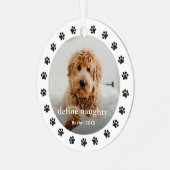 Grappige Paw print 2 foto Pet Christmas Metalen Ornament (Voorkant links)