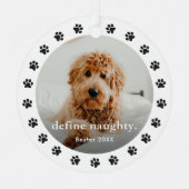 Grappige Paw print 2 foto Pet Christmas Metalen Ornament (Voorkant)