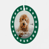 Grappige Paw print 2 foto Pet Christmas Metalen Ornament (Voorkant links)
