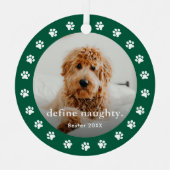 Grappige Paw print 2 foto Pet Christmas Metalen Ornament (Voorkant)