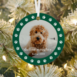 Grappige Paw print 2 foto Pet Christmas Metalen Ornament