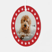 Grappige Paw print 2 foto Pet Christmas Metalen Ornament (Voorkant links)