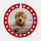 Grappige Paw print 2 foto Pet Christmas Metalen Ornament (Voorkant)