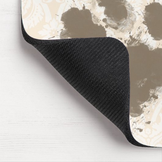 Grappige Paw Print op Antiek witte Damask Muismat (Hoek)