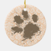 Grappige Paw Print op lichte abrikoos, perzikdamas Keramisch Ornament (Achterkant)
