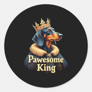 Grappige Pawesome Dachshund Koning Hond Wiener Kun Ronde Sticker