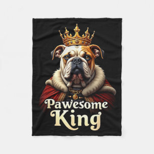 Grappige Pawesome Engelse Bulldog Koning Hond Kuns Fleece Deken