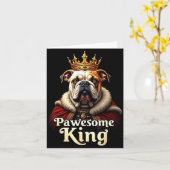 Grappige Pawesome Engelse Bulldog Koning Hond Kuns Kaart (Gele Bloem)