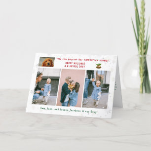 Grappige Pawsitive Hond Kat 4 Foto's Minimalistisc Feestdagen Kaart