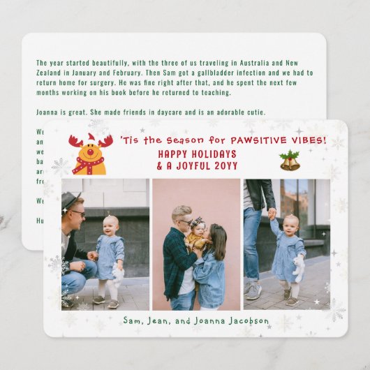 Grappige pawsitive Rudolph Minimalist Modern 3 fot Feestdagenkaart (Voorkant / Achterkant)