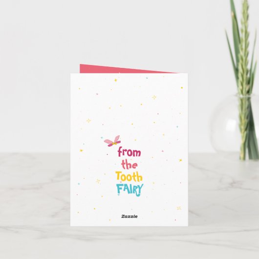 Grappige Peach Sparkle Magic Tooth Fairy Bedankt Kaart (Achterkant)