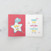 Grappige Peach Sparkle Magic Tooth Fairy Bedankt Kaart (Binnen)