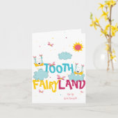 Grappige Peach Sparkle Magic Tooth Fairy Bedankt Kaart (Gele Bloem)