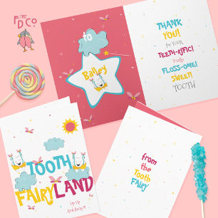 Grappige Peach Sparkle Magic Tooth Fairy Bedankt Kaart