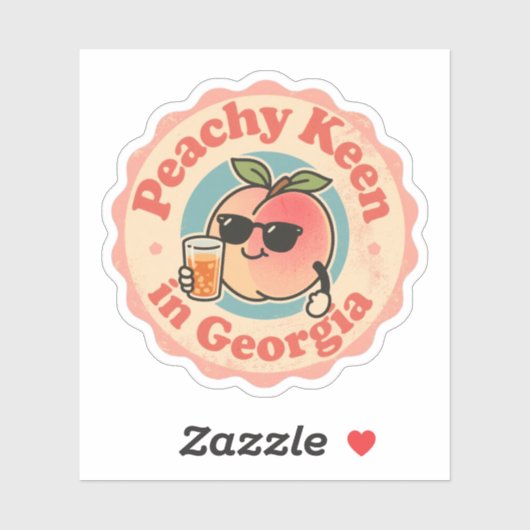 Grappige  Peachy Keen in Georgia Peach Sticker (Vel)