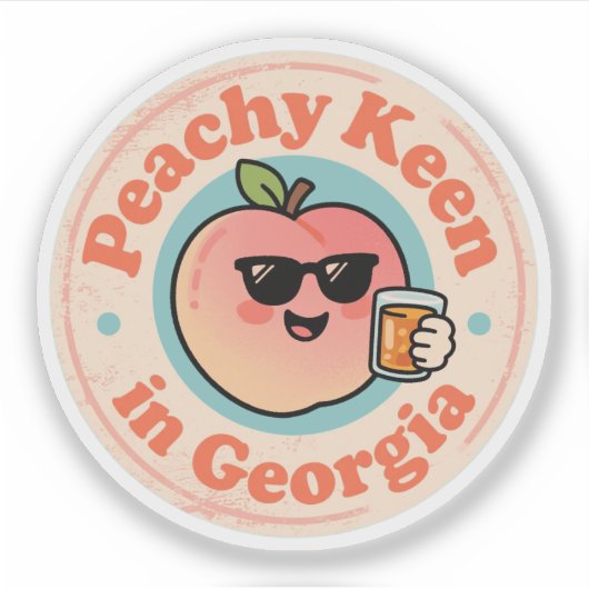 Grappige  Peachy Keen in Georgia Peach Sticker (Voorkant)