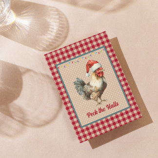 Grappige Peck de Hallen Haan Boerderij Kerst Feestdagen Kaart