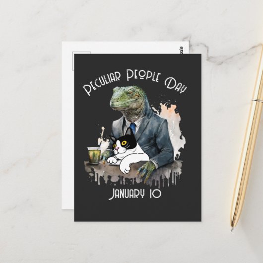 Grappige Peculiar People Day Briefkaart (Voorkant / Achterkant in situ)