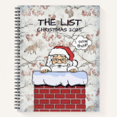 Grappige Peeking Santa Naughty lijst Notitieboek (Voorkant)
