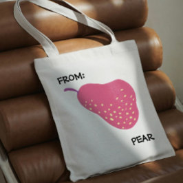 Grappige Peer Pun – “Van: Peer” Pop Art Fruit Canv Tote Bag