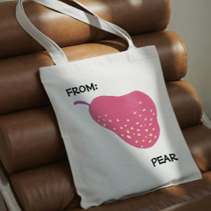 Grappige Peer Pun – “Van: Peer” Pop Art Fruit Canv Tote Bag