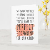 Grappige peetmoeder / peetvader / peetouderkaart kaart (Gele Bloem)