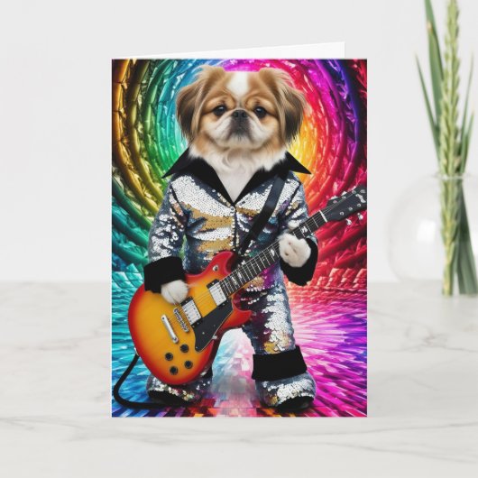 Grappige Pekingese Rockster Kaart (Voorkant)