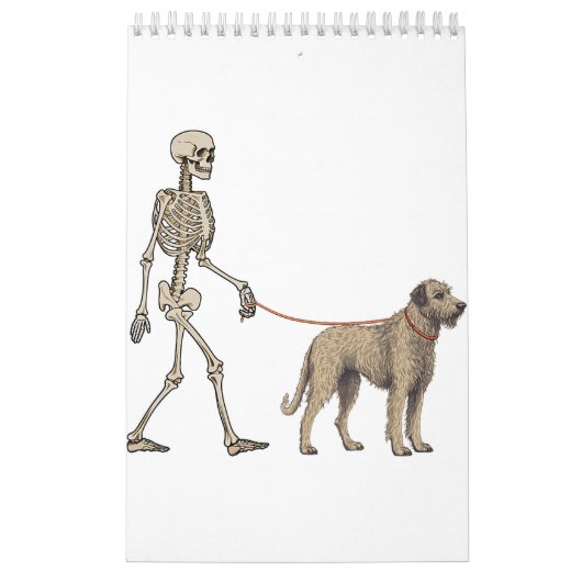 Grappige Pekingese Skelet Hond Walking Halloween H Kalender (Hoes)